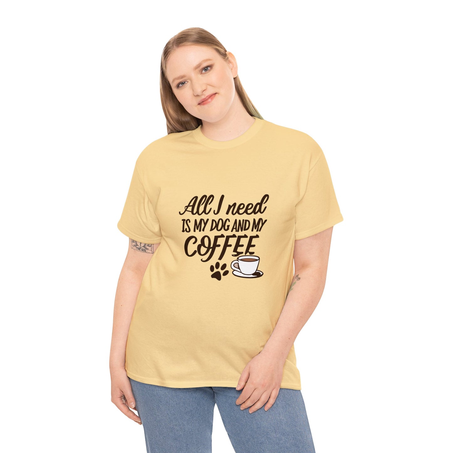 Coffee, Dog, My Dog, My Coffee, All I Need, Family Unisex Heavy Cotton Tee