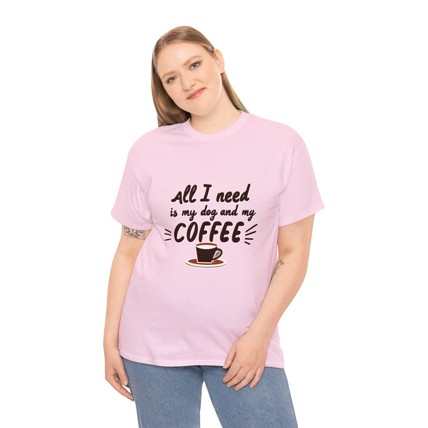 Coffee, Dog, My Dog, My Coffee, All I Need, Family Unisex Heavy Cotton Tee