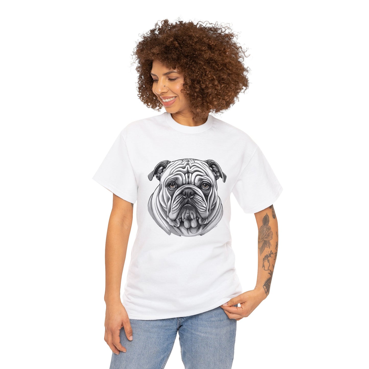 Bull Dog, Dog, Dog Lover, Unisex Heavy Cotton Tee