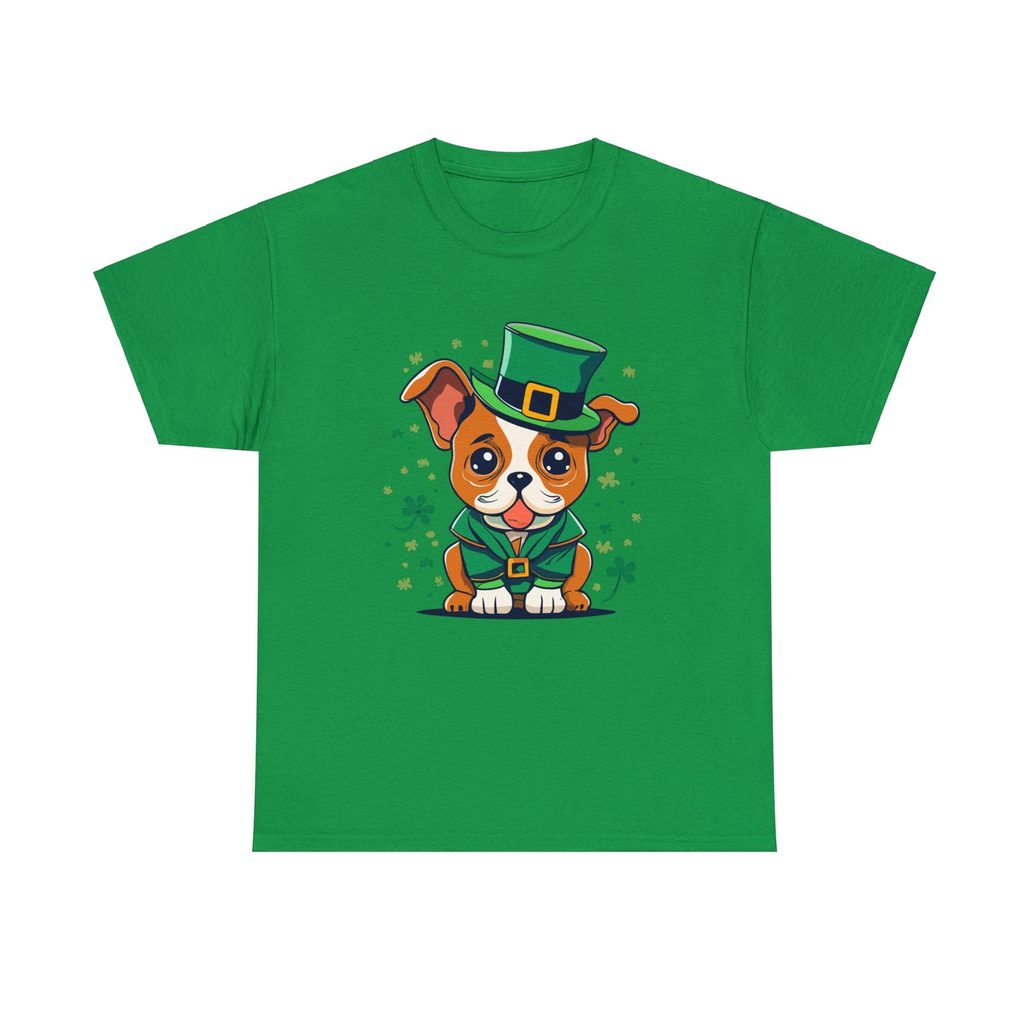 Happy St Patrick's Day, Dog, Puppy, Holiday, Irish, Family, Clover, Lucky, Unisex Heavy Cotton Tee