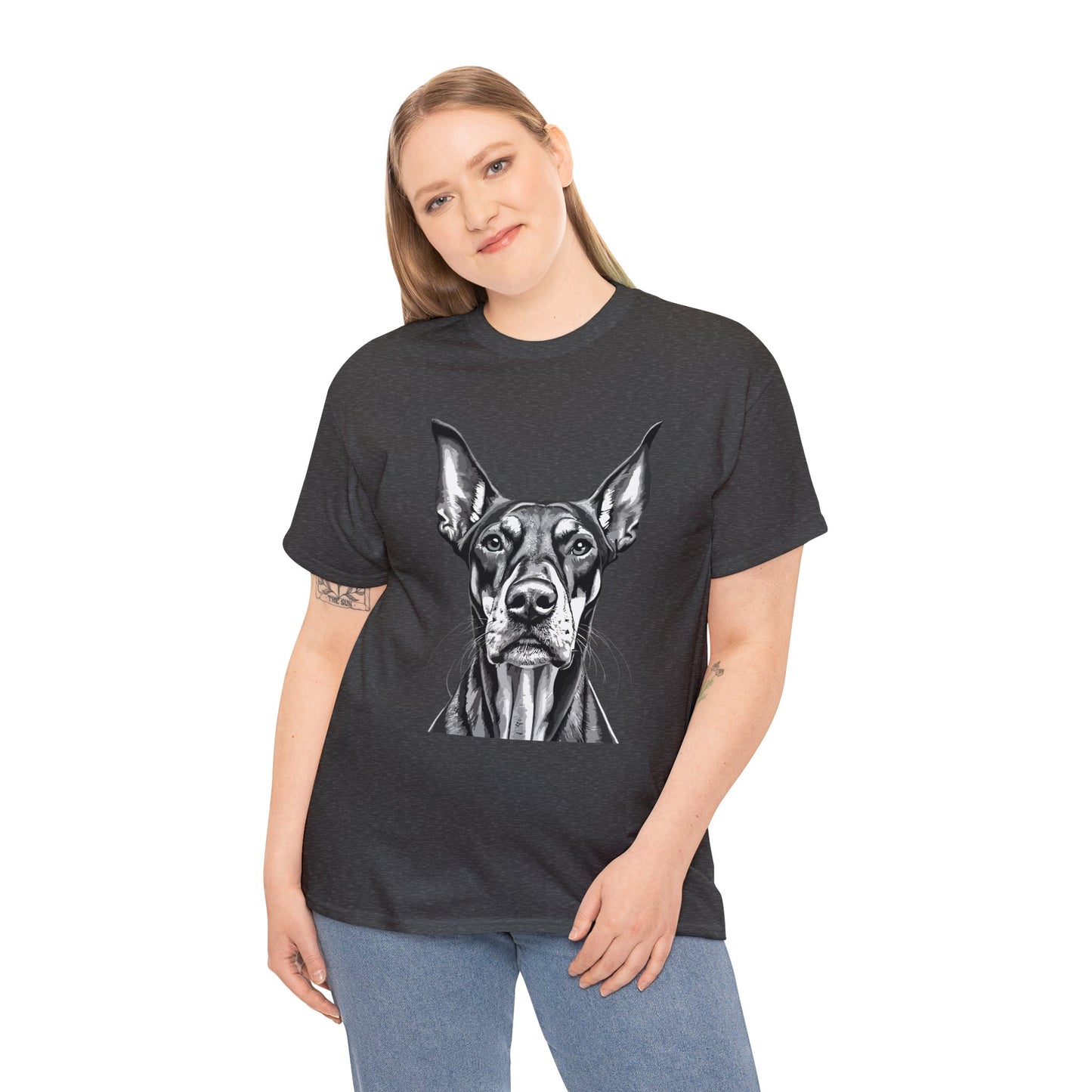 Doberman Pinscher, Dog, Cute, Puppy, Love, Family, Unisex Heavy Cotton Tee