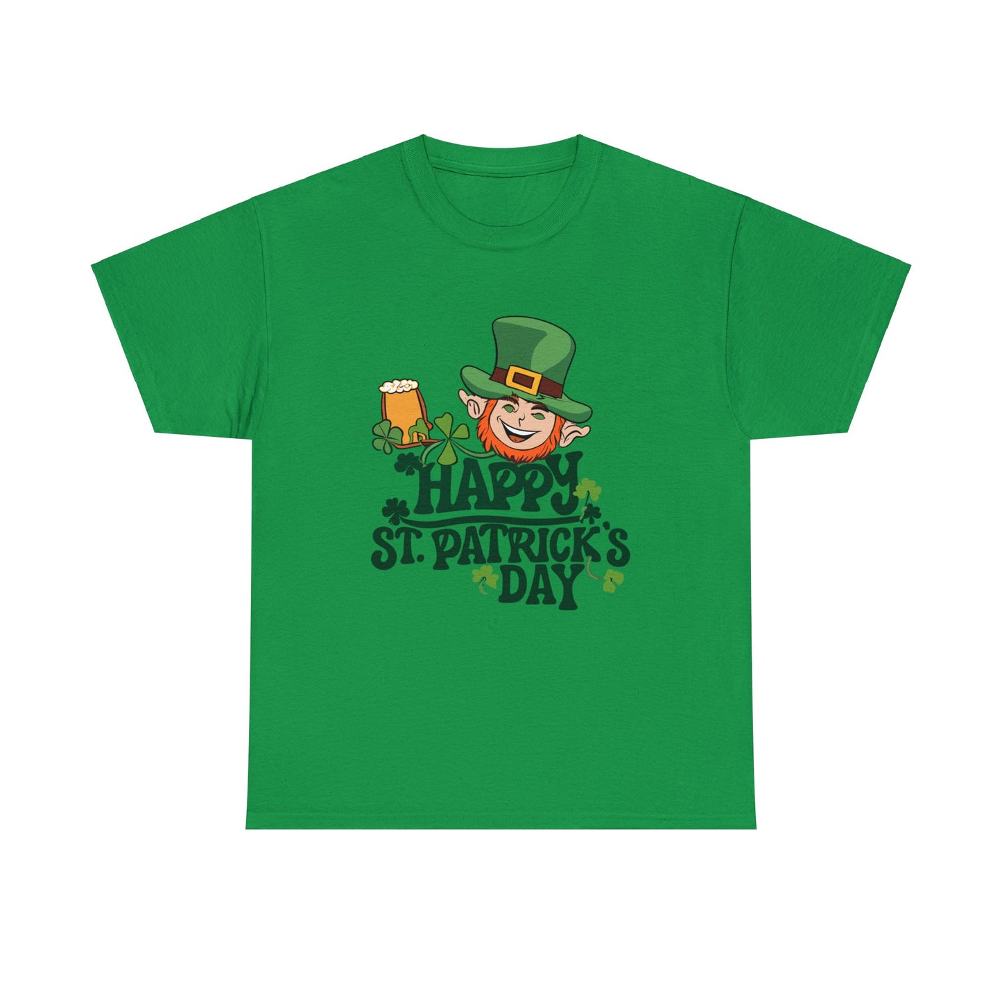 Happy St Patrick's Day, Leprechaun, Holiday, Irish, Family, Clover, Lucky, Unisex Heavy Cotton Tee