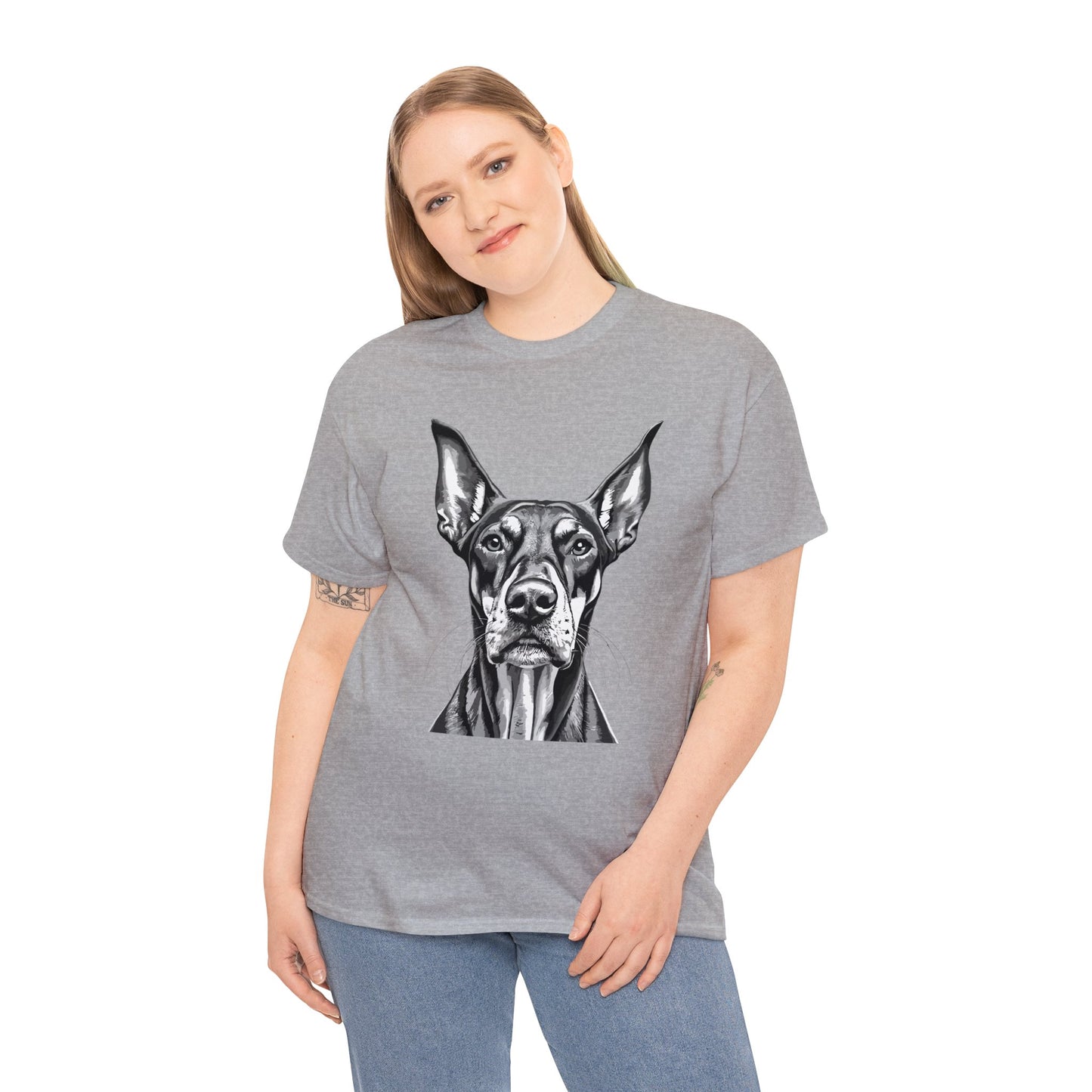 Doberman Pinscher, Dog, Cute, Puppy, Love, Family, Unisex Heavy Cotton Tee