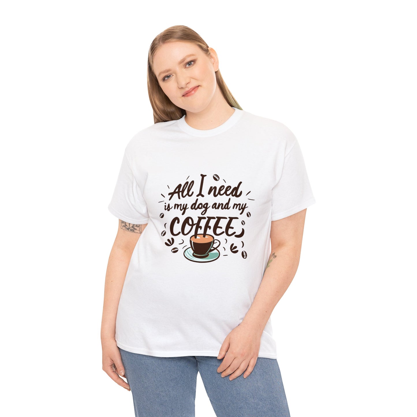 Coffee, Dog, My Dog, My Coffee, All I Need, Family Unisex Heavy Cotton Tee