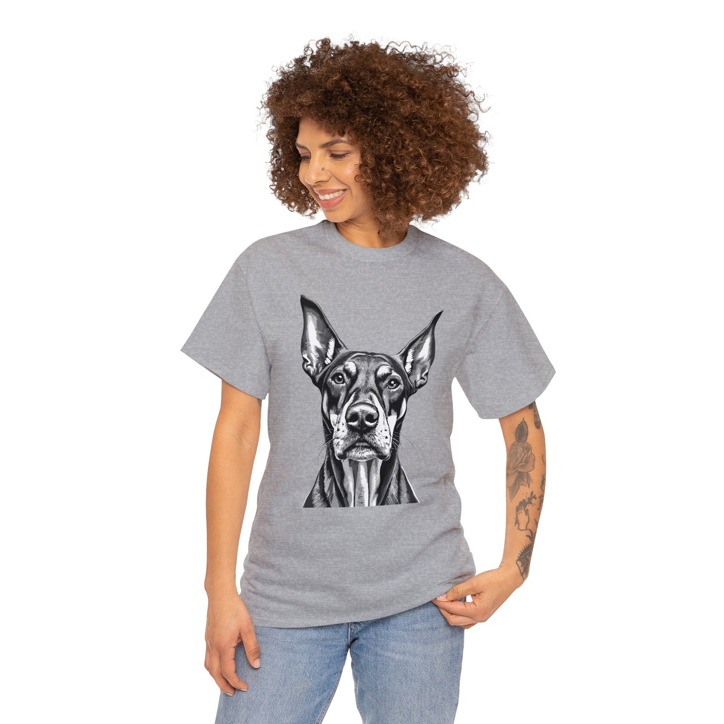 Doberman Pinscher, Dog, Cute, Puppy, Love, Family, Unisex Heavy Cotton Tee