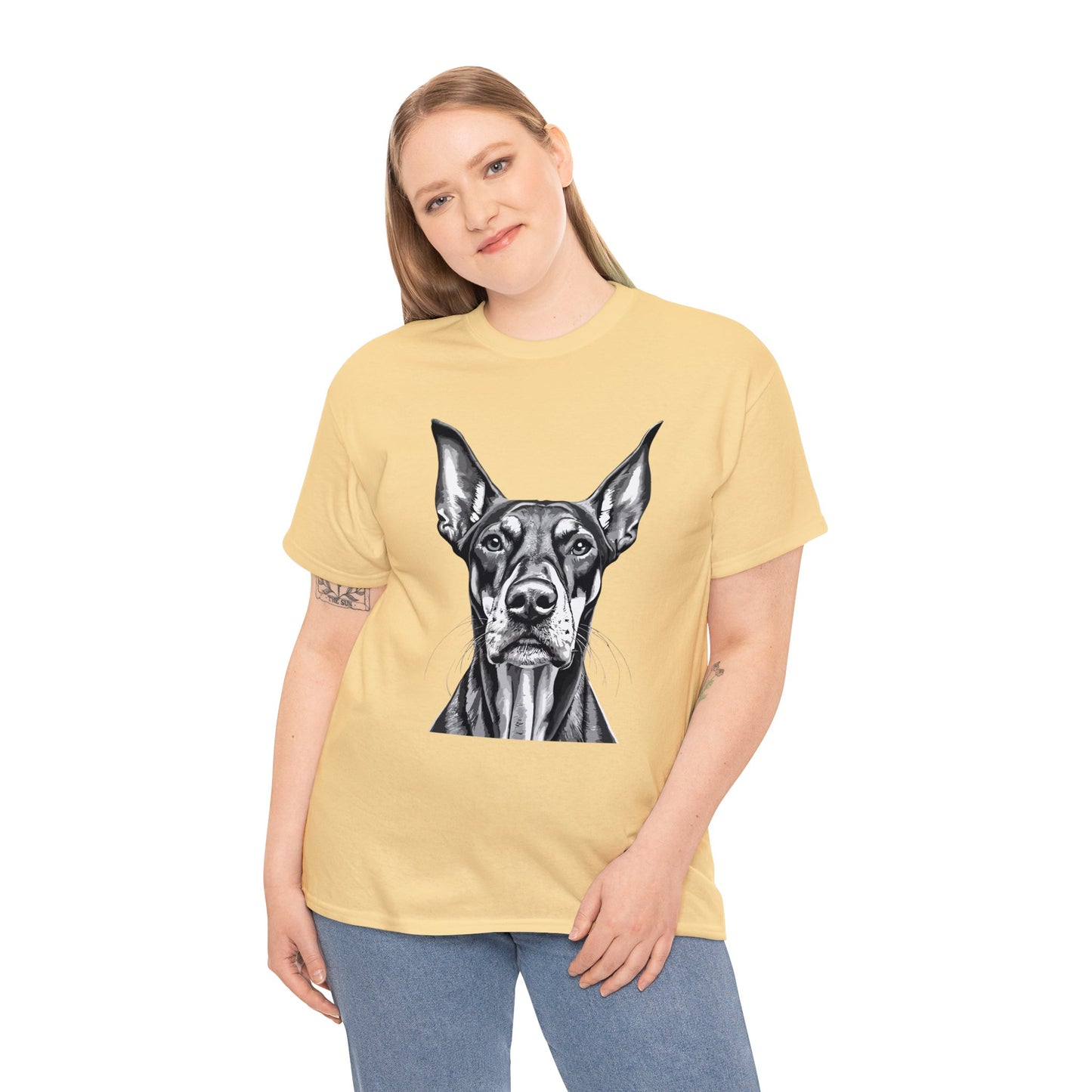 Doberman Pinscher, Dog, Cute, Puppy, Love, Family, Unisex Heavy Cotton Tee