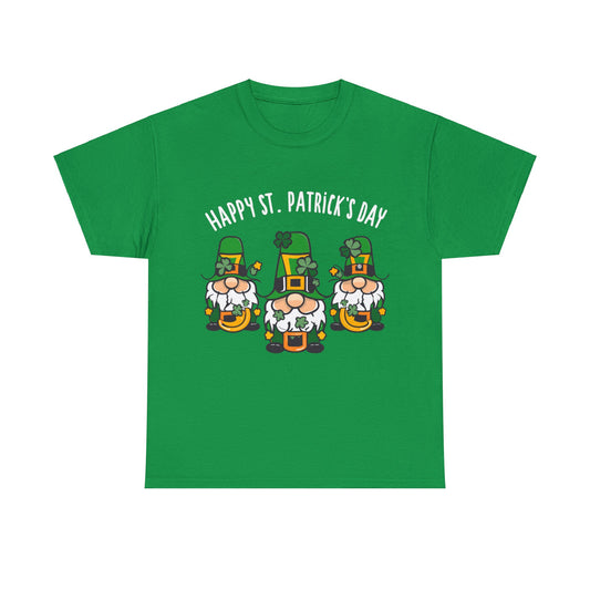 Happy St Patrick's Day, Gnome, Holiday, Irish, Family, Clover, Lucky, Unisex Heavy Cotton Tee