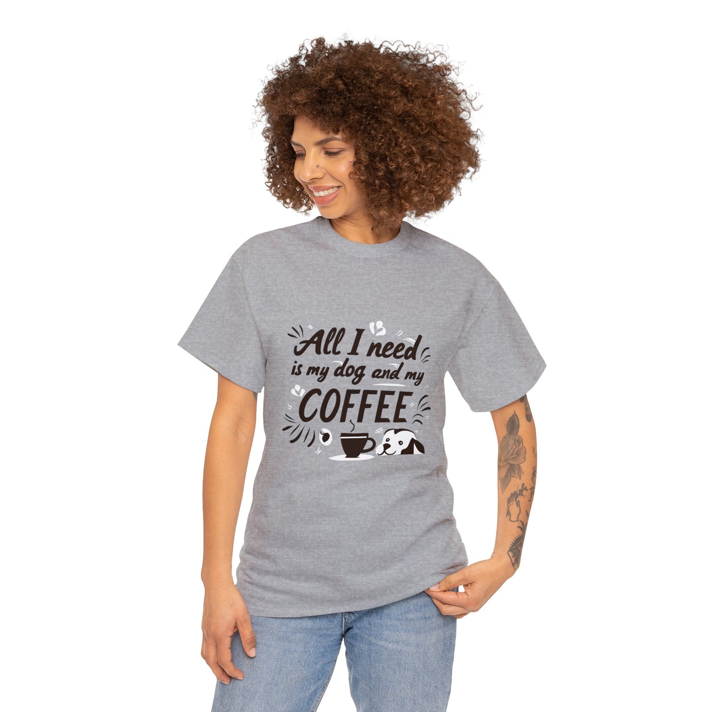 Coffee, Dog, My Dog, My Coffee, All I Need, Family Unisex Heavy Cotton Tee