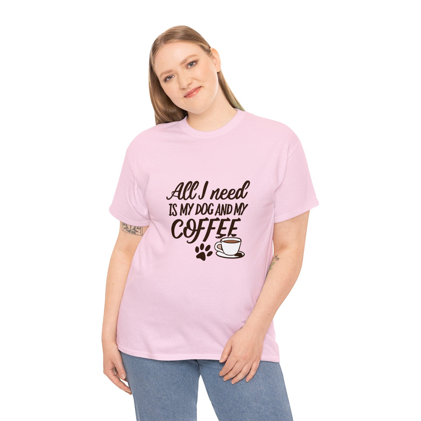 Coffee, Dog, My Dog, My Coffee, All I Need, Family Unisex Heavy Cotton Tee