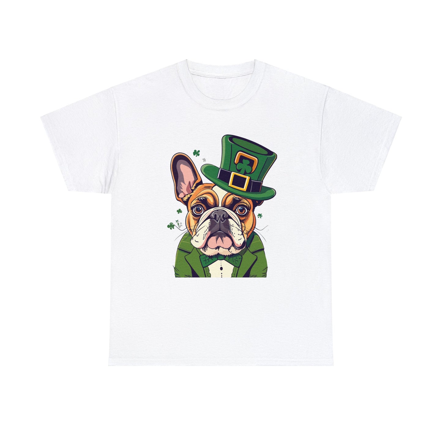 Happy St Patrick's Day, Dog, Puppy, Holiday, Irish, Family, Clover, Lucky, Unisex Heavy Cotton Tee