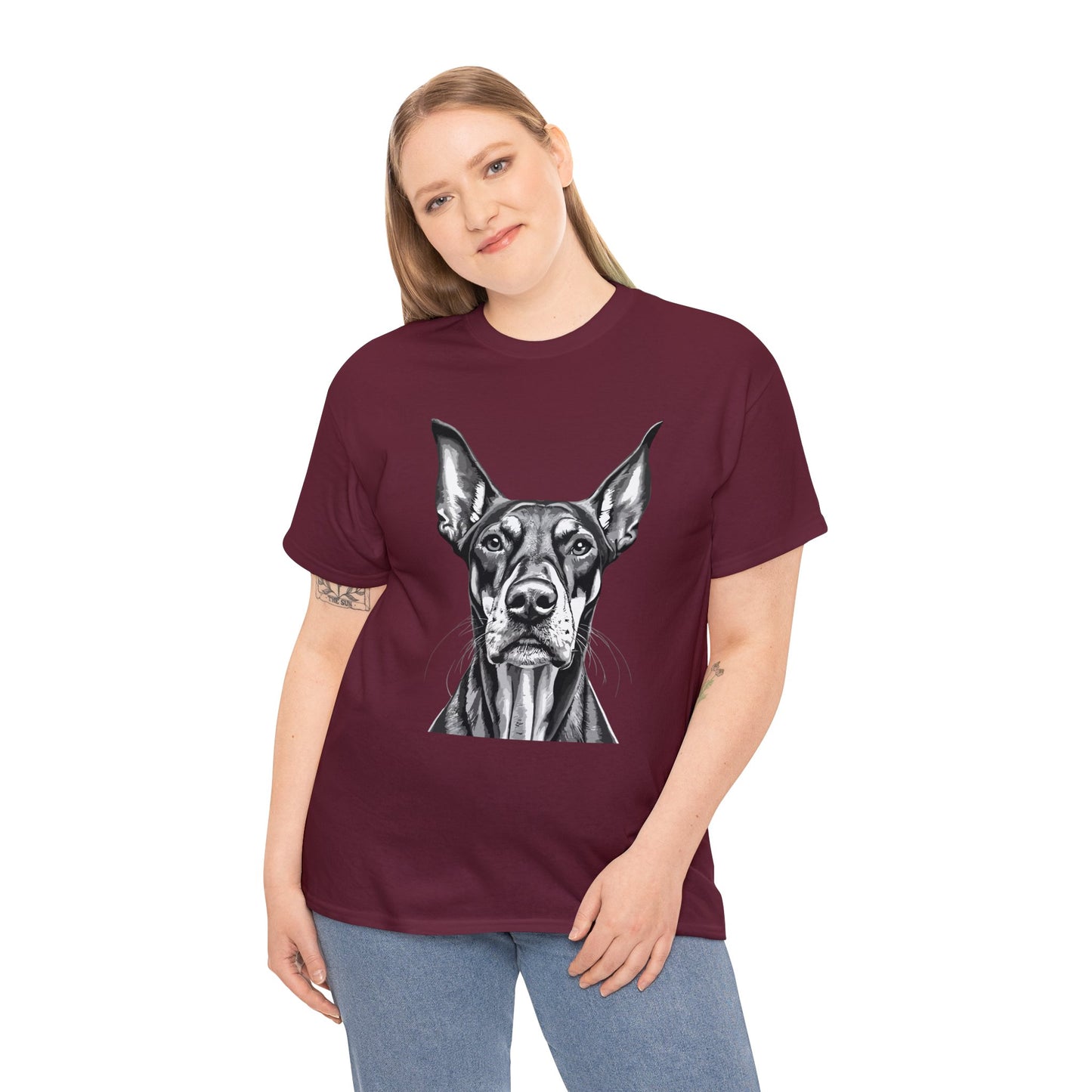 Doberman Pinscher, Dog, Cute, Puppy, Love, Family, Unisex Heavy Cotton Tee