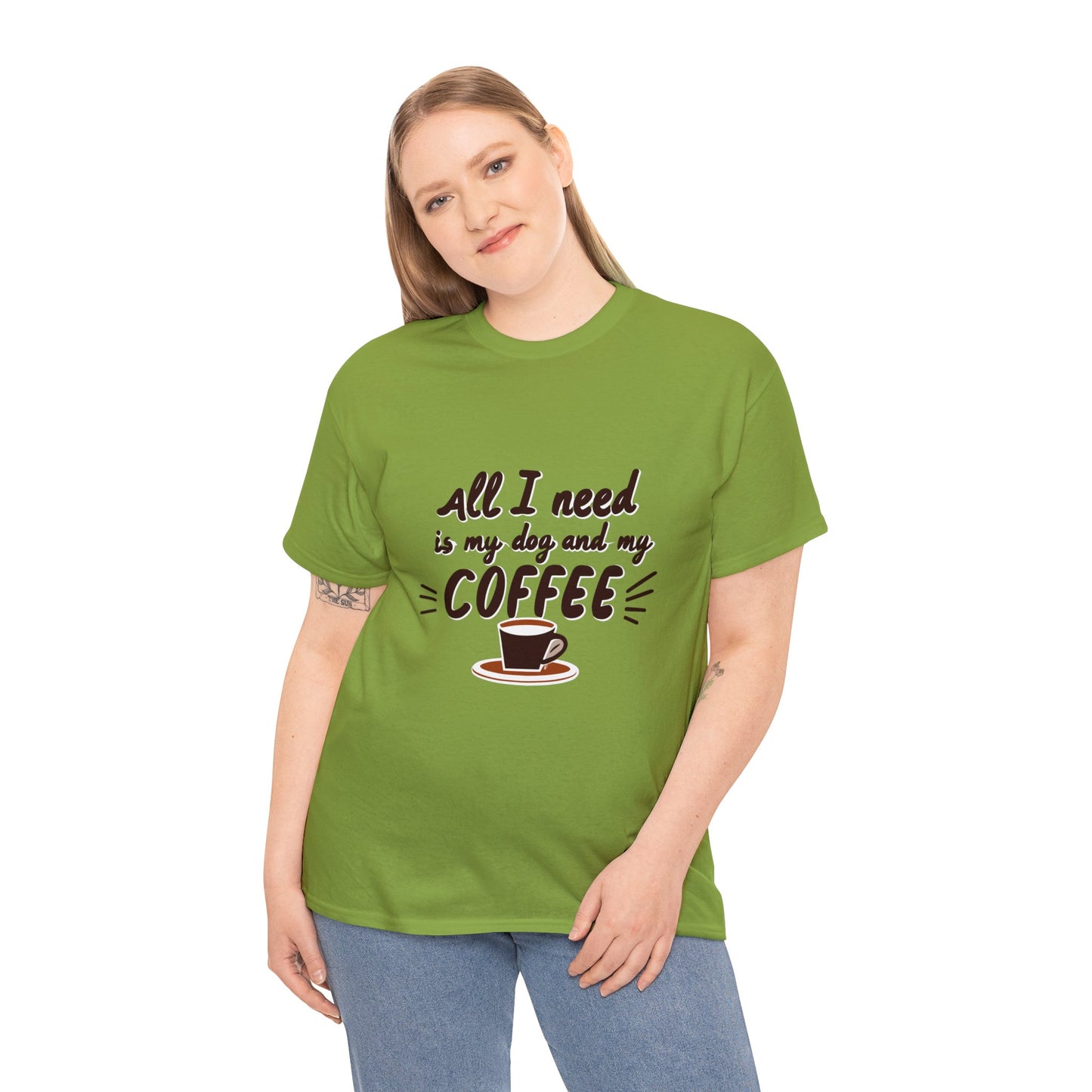 Coffee, Dog, My Dog, My Coffee, All I Need, Family Unisex Heavy Cotton Tee