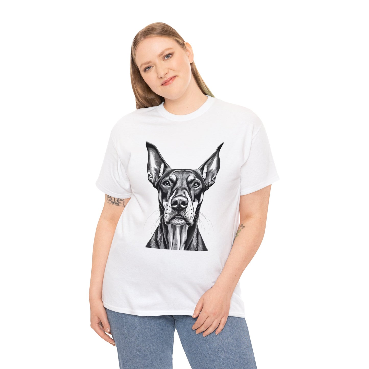 Doberman Pinscher, Dog, Cute, Puppy, Love, Family, Unisex Heavy Cotton Tee
