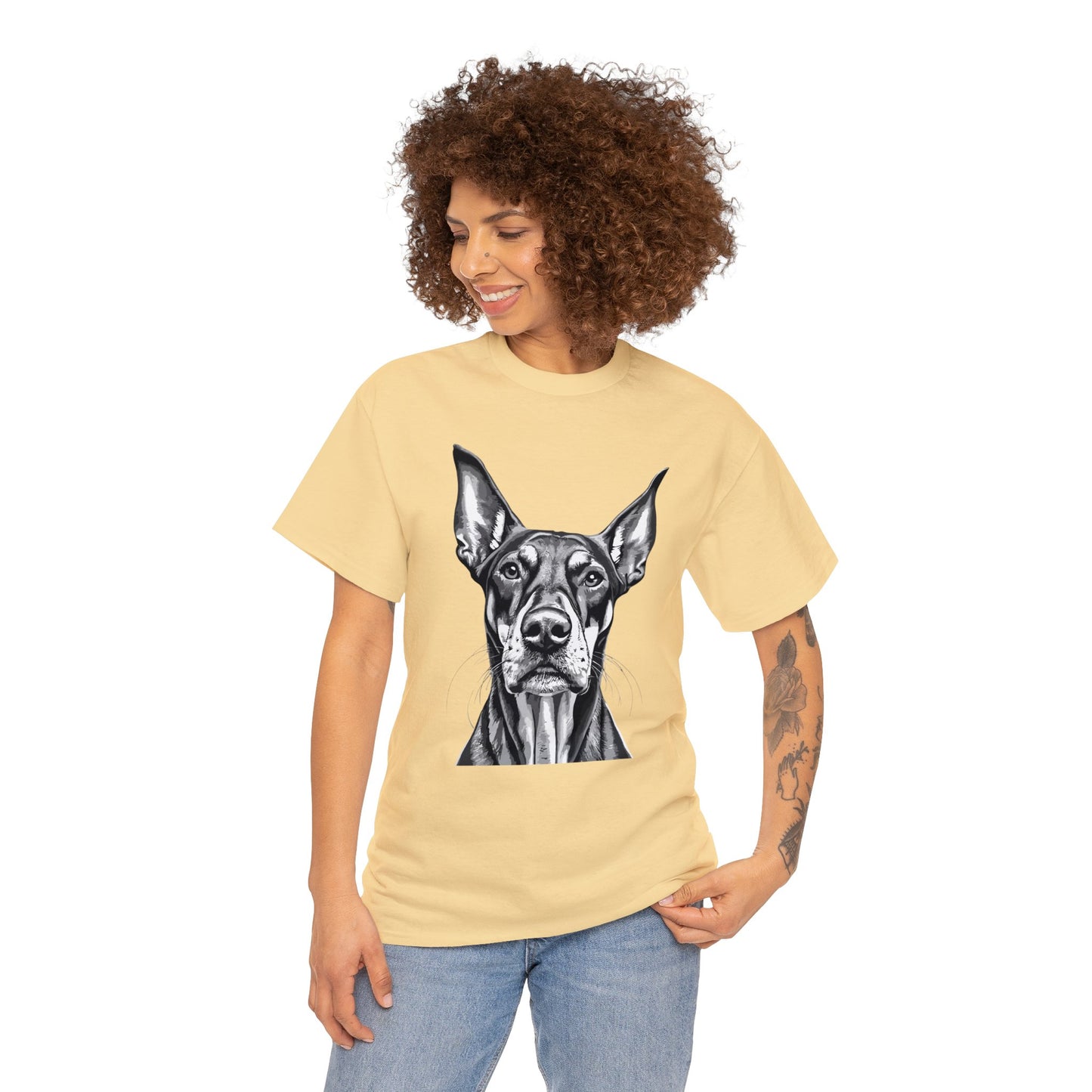 Doberman Pinscher, Dog, Cute, Puppy, Love, Family, Unisex Heavy Cotton Tee
