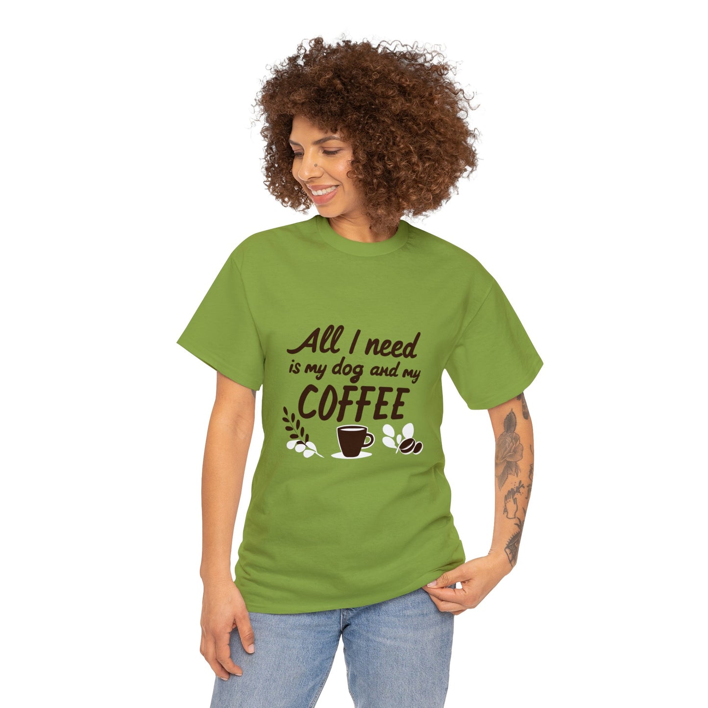 Coffee, Dog, My Dog, My Coffee, All I Need, Family Unisex Heavy Cotton Tee