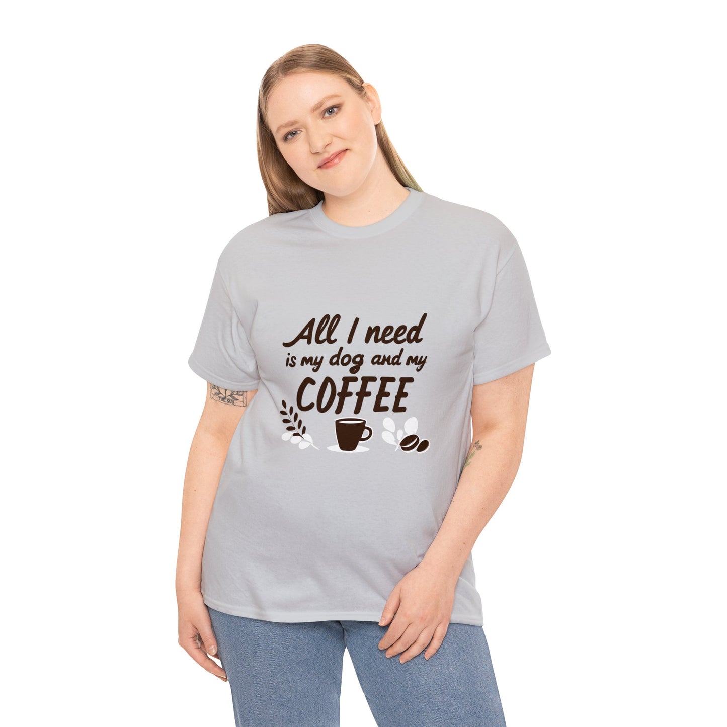 Coffee, Dog, My Dog, My Coffee, All I Need, Family Unisex Heavy Cotton Tee