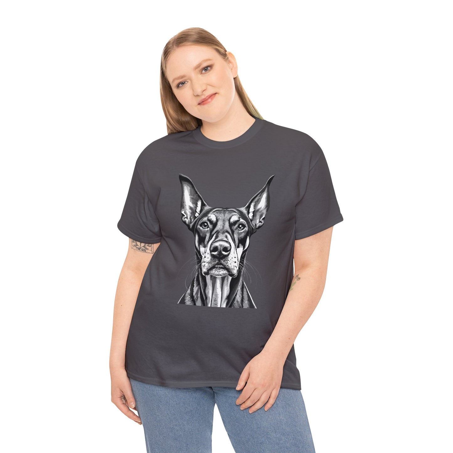 Doberman Pinscher, Dog, Cute, Puppy, Love, Family, Unisex Heavy Cotton Tee