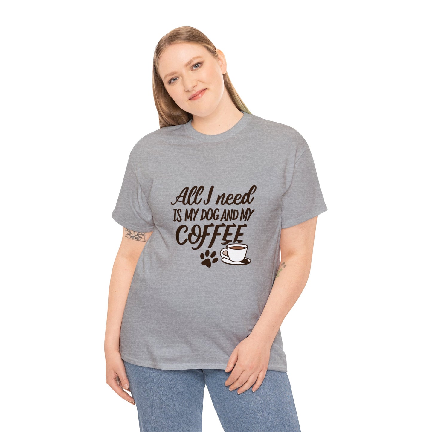 Coffee, Dog, My Dog, My Coffee, All I Need, Family Unisex Heavy Cotton Tee